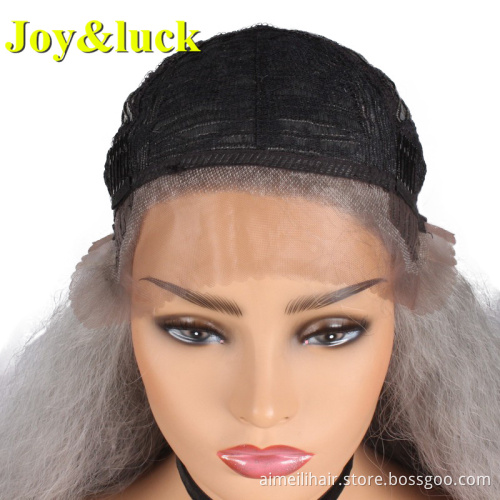 Wholesale Prices Front Lace Women Wig Long Soft Fashion Style For Party Synthetic Wig Natural Grey Kinky Curl Ladies Hair Wigs